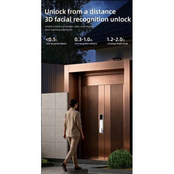 Yagu Tuya Waterproof Outdoor Smart Lock with Camera Intercom 3D Face Recognition Biometric Fingerprint Remote Access Smart Lock