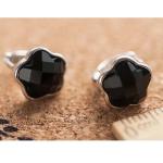 925 Sterling Silver Star Black Onyx Stud Earrings (XH03125W)