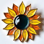 Sunflower Fridge Magnet With Enamel Petals And Resin Center