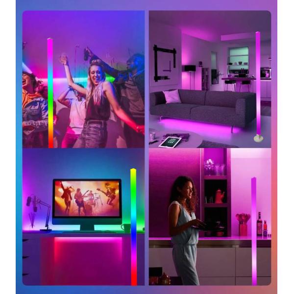Metal Glass Shade Ambient Floor Light 150cm Colorful Remote Control Floor Lamp for Bedroom