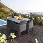 H75mm Table L56cm Chair Rattan Garden Dining Set , 4 Seater Rattan Dining Set
