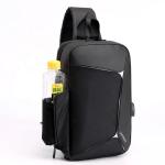 PU Mens Sling Crossbody Bag Waterproof Sling Pack With USB Cable BSCI