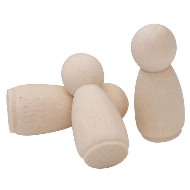 Craft 100Pcs Wooden Peg Dolls Blank ISO9001 Painting