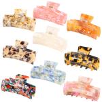 Acrylic Square Hair Claw Black And White Check And Leopard Print Hair Clip For