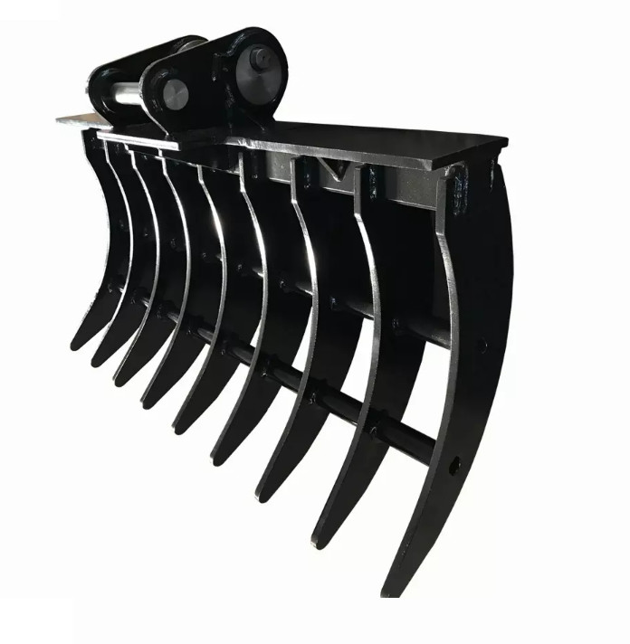 Sharp Tines Excavator Brush Rake Custom With Durable Steel Construction Curved Tines