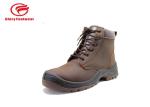 Cow Leather Mesh Lining Pu Sole Safety Shoes , Office Brown Leather Safety Shoes