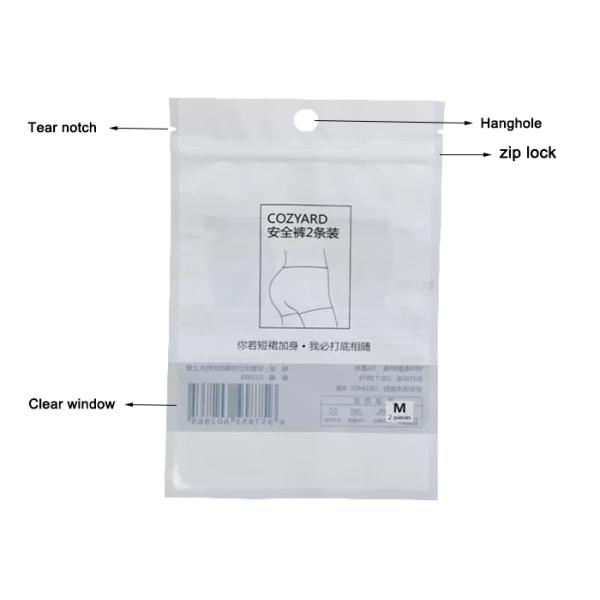 Custom Underwear Packaging Bag With Clear Window And k