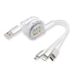 5V-2.4A 3 In 1 Usb Data Cable , Retractable Charging Cord Multi Colored