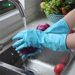 Flexible Household Rubber Gloves Spray Flocklined Puncture Resistant