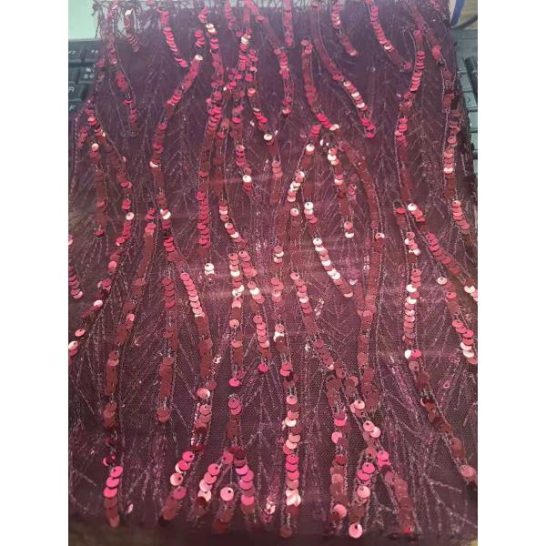 Wholesale Wave Pattern Net Base Embroidery Sequin Fabric for Dresses Covers Accessories