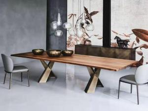 Wholesale Walnut Wooden Top Dining Table , Contemporary Wood Dining Table 2200mm Length from china suppliers