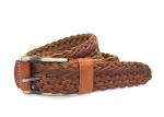 BRACHI Men 'S Woven Braided Leather Belt Casual With Solid Brass Alloy Pin