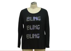 Wholesale Beautiful Cool Casual Ladies Wear Womens Full Sleeve T Shirts Front With Hot Drilling from china suppliers