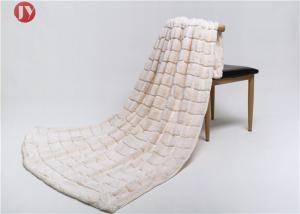 Wholesale Extra Cozy Faux Rabbit Fur Blanket ,square embossed Faux Fur Animal plush Couch Blanket from china suppliers