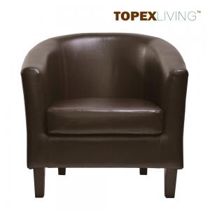 Solid Wood Tub Chair Discount Price Quality Armchair Leather Brown Color Living Room Chair Ottoman Stools