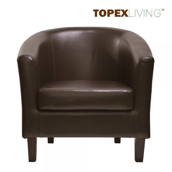 Quality Solid Wood Tub Chair Discount Price Quality Armchair Leather Brown Color Living Room Chair Ottoman Stools for sale