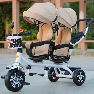 China Stylish Two Seat Baby Twin Tricycle Stroller Double Stroller Tricycle 30kg Max Load on sale