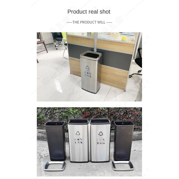 Commercial square Side Cast Seat Floor Soot Bucket Office Building Indoor Corridor Vertical Stainless Steel Sorting Trash Can