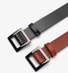 Adjustable Size 130cm Women Split Leather Belt With Square Buckle