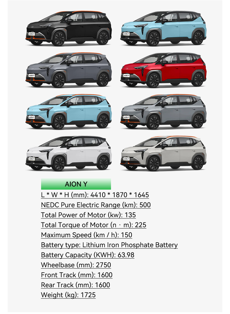2023 AION Y Electric Cars Made In Voiture Electrique Adulte Pure Electric Suv Maximum Speed 150 km/h in High Demand