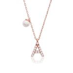 Nickel Free 925 Sterling Silver Letter A Diamond Charm Necklace Popular Initial