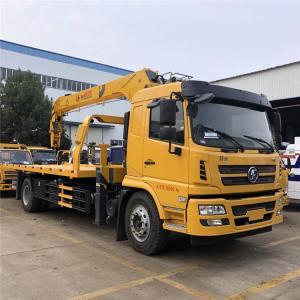 China 10 Ton Flatbed Truck Towing Car 4*2 / Flatbed Tow Truck With Crane on sale
