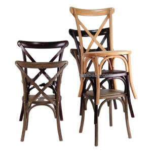 Wholesale Modern Style D50*W42*H89CM Stackable Solid Wood X Cross Back Chair with Rattan Cushion for Outdoor Wedding Reception from china suppliers