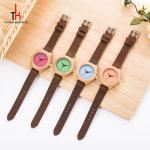 Wholesale cheap watch Circle wooden case Japan miyota quartz movement oem custom