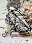 Women Embroidery Dior Saddle Sling Bag Patchwork 25cm With 3 Interior Pockets