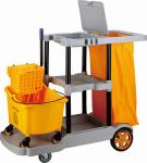 Commercial Grey Plastic 3 Shelf Custodial Cleaning Carts