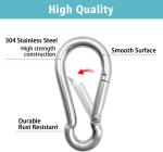 Polished Finish Stainless Steel Carabiner Snap Spring Hook Clip with OEM