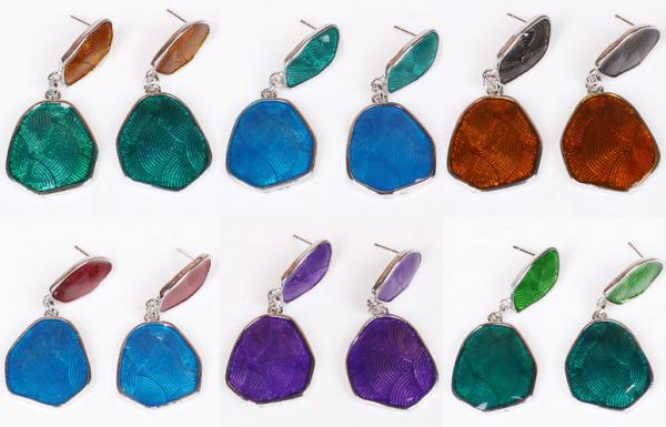 Burst models plating antique silver drop earrings Necklace with colored