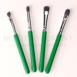 Green 4pcs Eyeshadow Makeup Brush Set 9.6cm Shinny Silver Ferrule