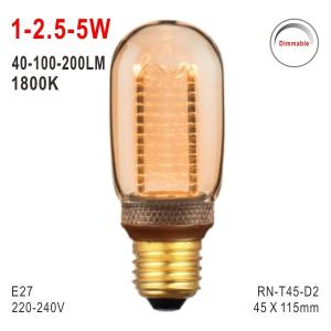 Wholesale T45 Bulb, LED Deco Bulb, E27 Bulb, Fashionable Glass Bulb, Warm White LED Candle, Dimmable Bulb from china suppliers