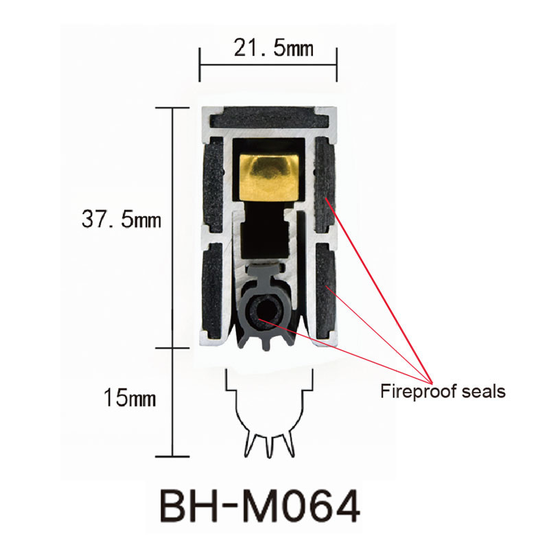 Aluminium Alloy Automatic Door Bottom Seals With Fireproof Strips Seals