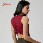Women 210gsm Workout Vests For Women Tie Up Drawstring Sports T Shirt Top