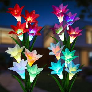 Wholesale Outdoor Solar Lily Flowers Lights Solar Garden Lights for Lawn Patio Pathway Yard Farm Wedding Decoration from china suppliers