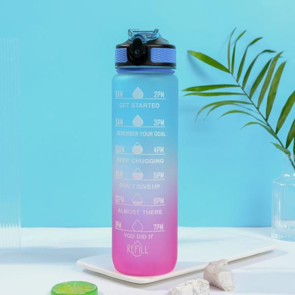 Leak Proof Tritan Water Bottle 32 Oz Water Bottle With Time Marker BPA Free
