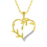 YASVITTI Custom 18K Gold Plating Heart Leaf Pendant Necklace 925 Silver Fine