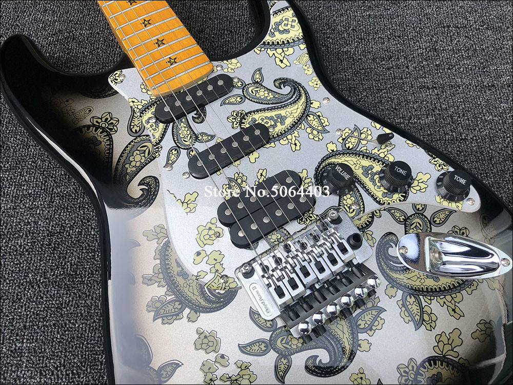 Maple fingerboard retro color front and rear stickers electric guitar double wave electric guitar free shipping