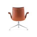 FK Lounge Modern Classic Office Chair Low Back Leather Brushed Metal Foot Bucket
