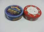 Cylinder Tin Cookie Container For Christmas Holiday With Lable On Bottom