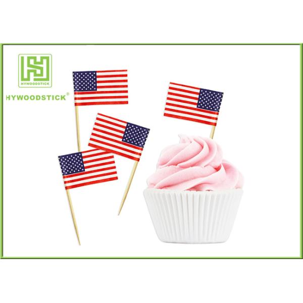 100% Birch Wood Wedding Cupcake Toppers Cupcake Toothpicks With Flag