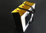 Ribbon Handle Gift Printed Paper Bags Carry White Black Inside Yellow Greaseproo