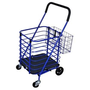 Wholesale Portable Steel Blue Shopping Cart Wagon Shopping Basket with Accessory Basket from china suppliers