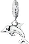 Textured Owl Charm Bead Pendant in 14K Gold with Rhodium Plating For Women
