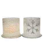 Frost Glass Candle Holders , Glass Cylinder Candle Holders For Holiday