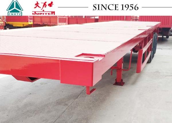 Durable 30 Tons Flatbed Container Trailer With Tri Axle , Flatbed Equipment