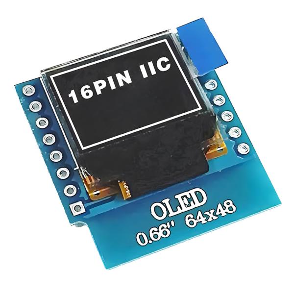 0.66 Inch IIC OLED Display 16 Pin With 64x48 Pixels, White/Blue Fonts Ultra-Low