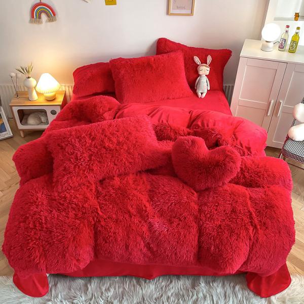 Princess Style Custom Christmas Luxury Shaggy Flanell Warm Bedding for Autumn